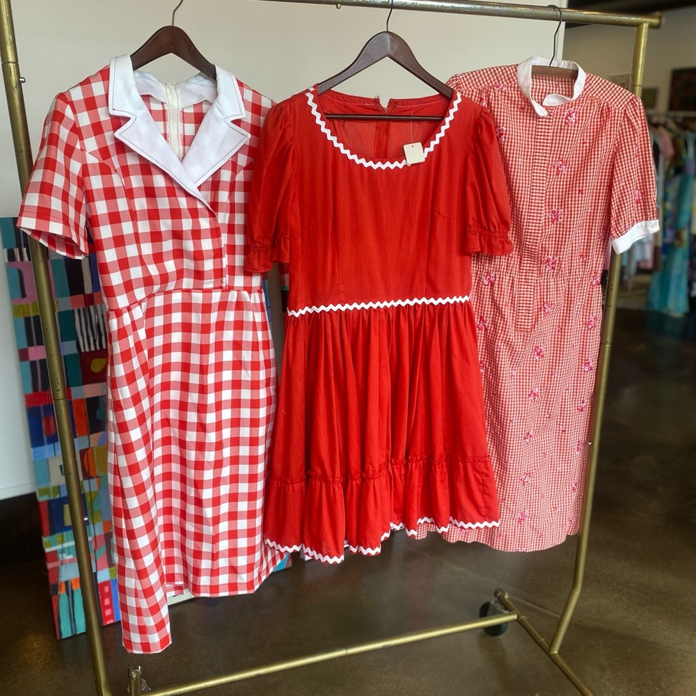 Red and white picnic vintage dress reseller lot